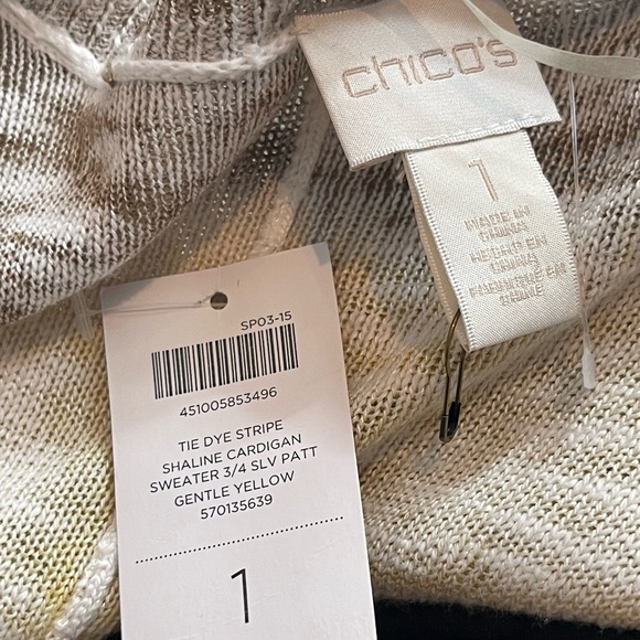 Chico's Brown Yellow Beige Ombre Open Front Cardigan Sweater Size 1 small Nwt - Picture 3 of 12